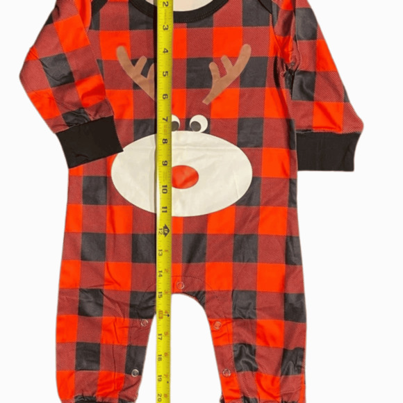 Christmas Reindeer Buffalo print One-sie romper Size 6-9 Months - Picture 6 of 6